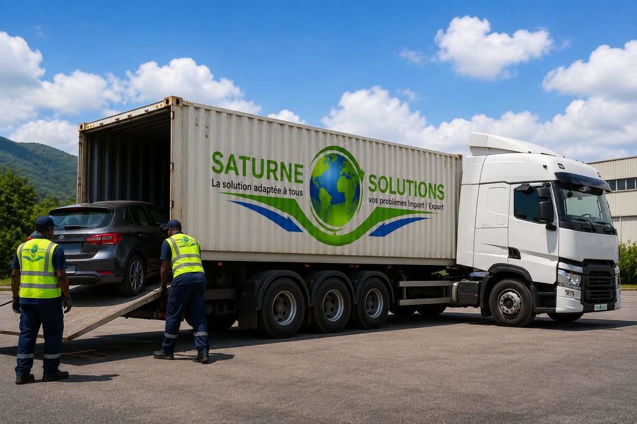 Transport routier — chargement véhicule dans conteneur